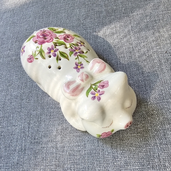 Vintage 1978 Ceramic Scented Potpourri Diffuser, Floral Pig - Picture 3 of 6